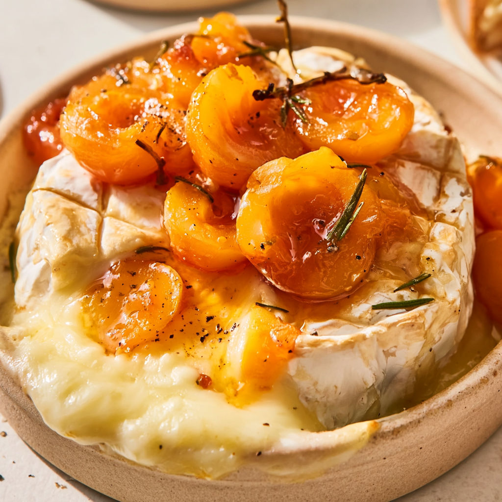 Camembert fondant aux mirabelles de Lorraine.