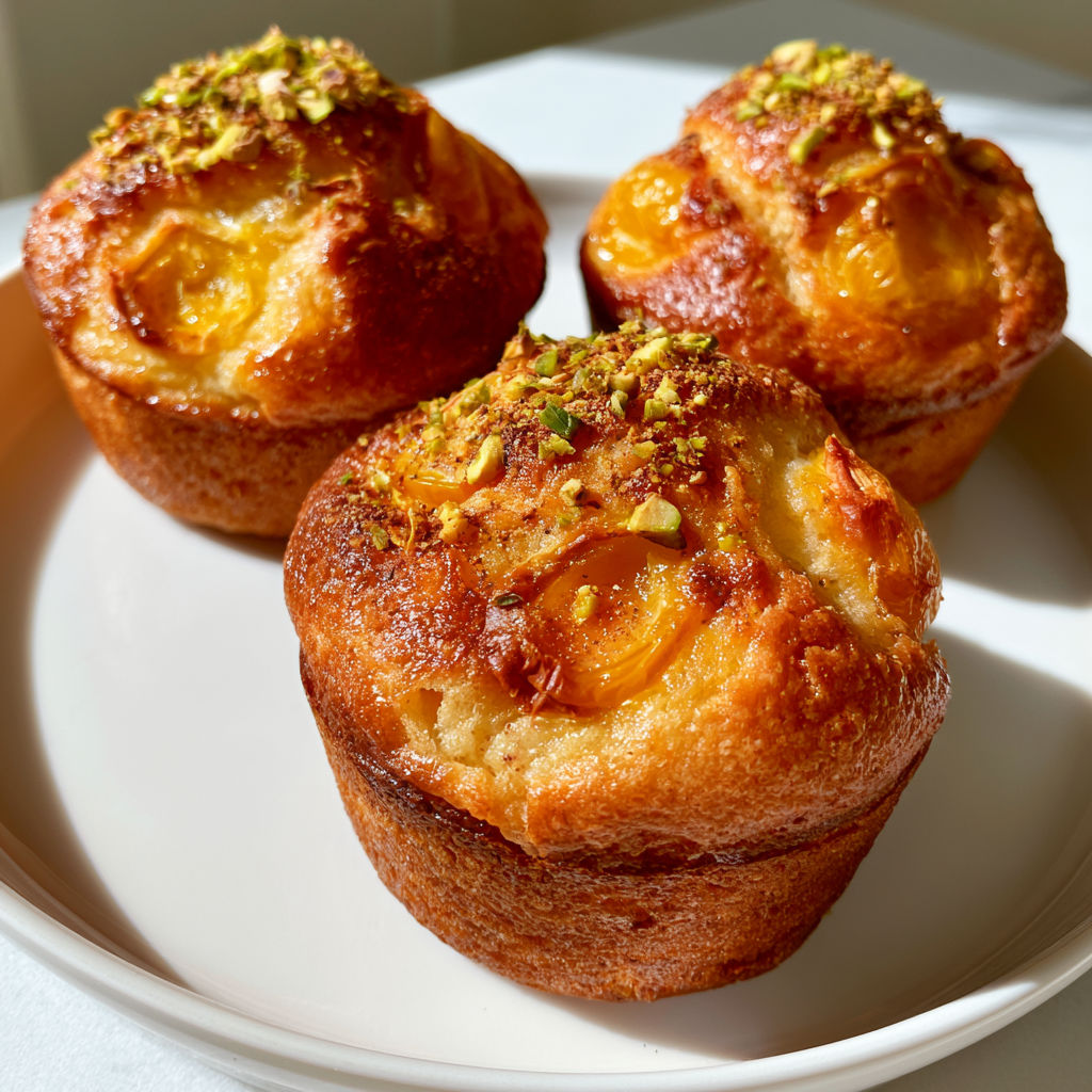 Muffins fondants aux mirabelles et pistaches.