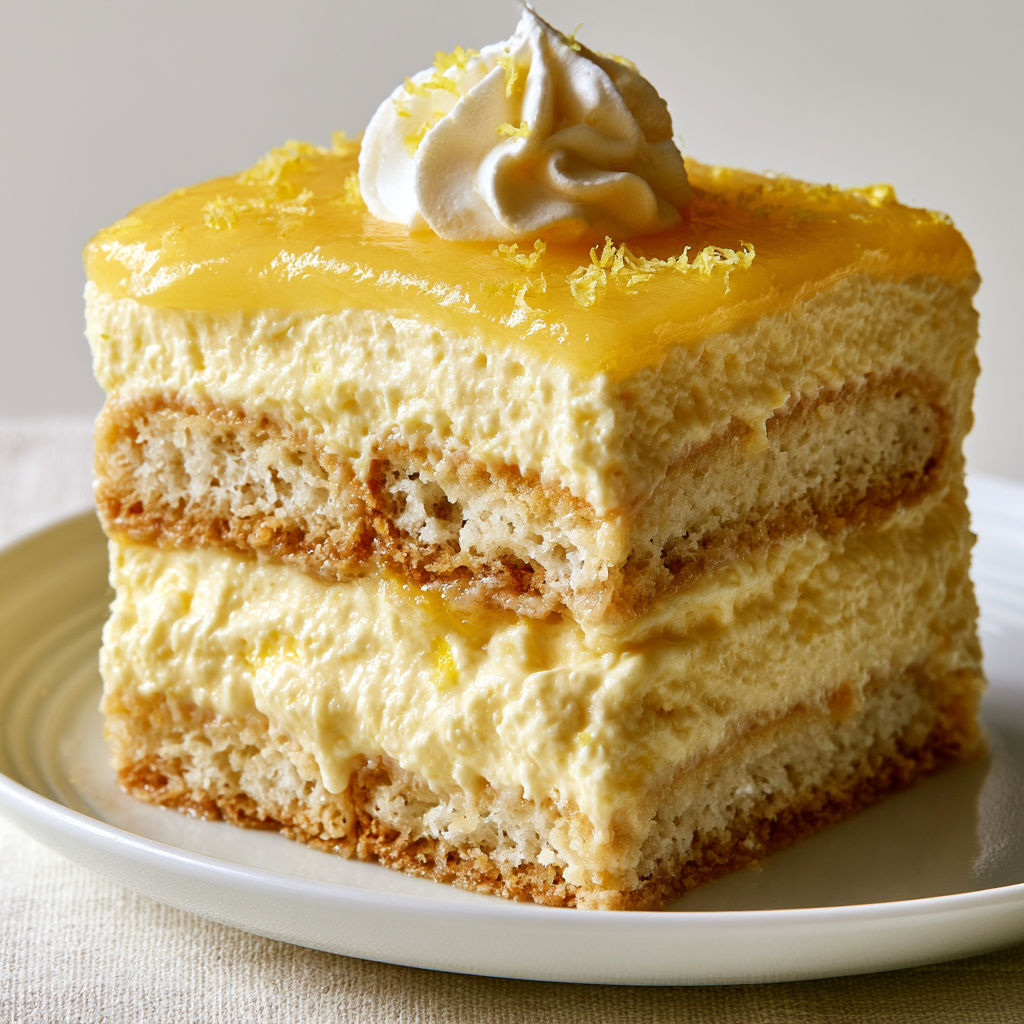 Tiramisu au citron avec chantilly et zestes frais un dessert élégant, fondant et plein de fraîcheur