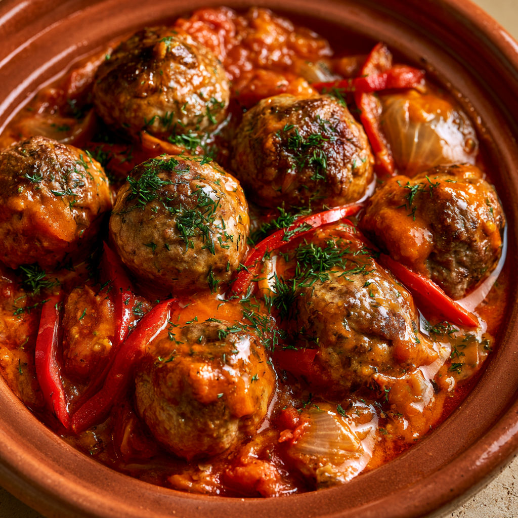 Boulettes de viande aux poivrons rouges une recette généreuse, savoureuse et pleine de couleurs.