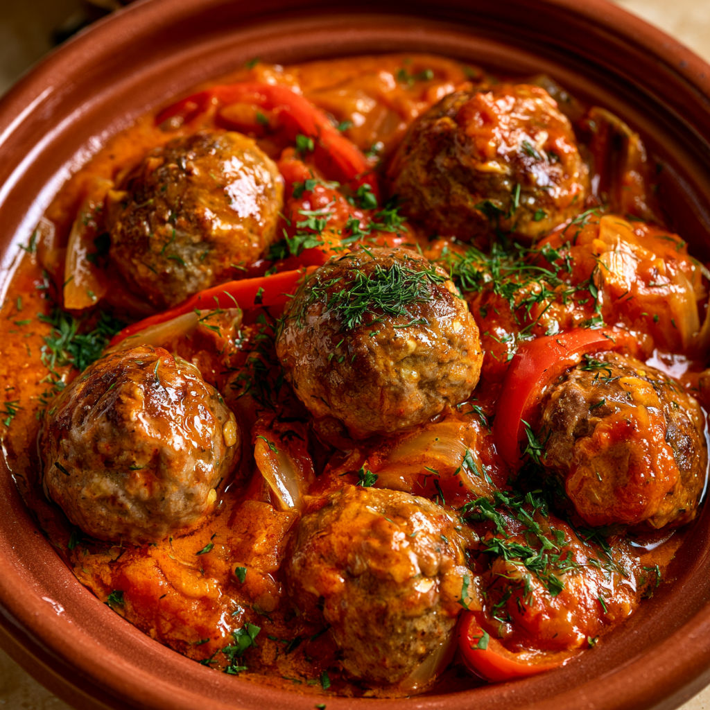 Boulettes de bœuf aux poivrons et tomates une recette familiale parfumée et réconfortante.