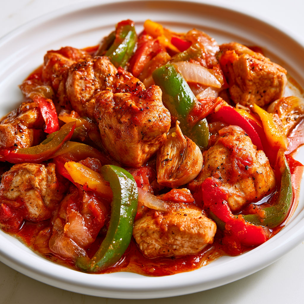 Sauté de dinde aux poivrons, un plat mijoté plein de saveurs.