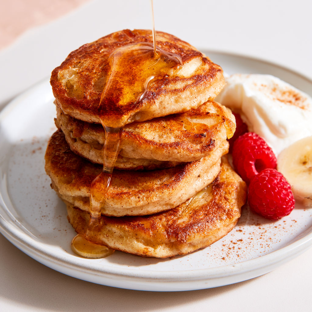 Pancakes aux pommes fondants et dorés, une douceur parfaite pour le petit-déjeuner.