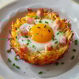 Nids pommes terre œufs jambon