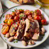 Filet de porc grillé et haricots
