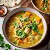 Soupe au poulet à l’indienne
