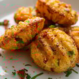 Les Madeleines salées au chèvre et chorizo sont servies sur un plateau.