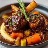 Jarrets d'Agneau à la Mijoteuse, une recette savoureuse et délicieuse, est servie dans un bol noir.