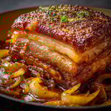 Une vaste portion de cochon confit dans une sauce de bière et de sirop d'érable.