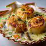 Coquilles Saint-Jacques Gratinées au Fromage et Champignons, une recette savoureuse et délicieuse.