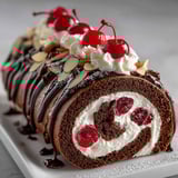 Un délicieux roulé suisse de la Forêt-Noire allemande, parfait pour un repas enchanté.