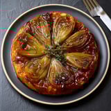 Une tarte aux endives au Bresse Bleu est servie sur un plateau.