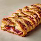 Une tasse de Tresse feuilletée aux prunes et au fromage à la crème, prise en photo.