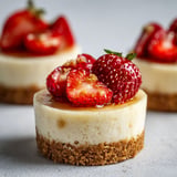 Une tarte aux fraises et au miel, accompagnée de fraises fraîches, est servie sur une table.