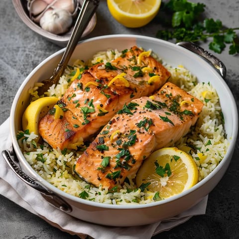 Saumon au Citron avec Riz aux Herbes