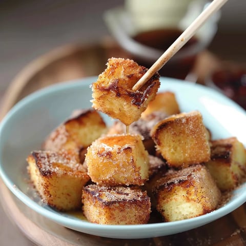 Cubes de brioche perdue à la cannelle