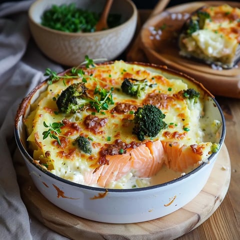 Parmentier au saumon et au brocolis