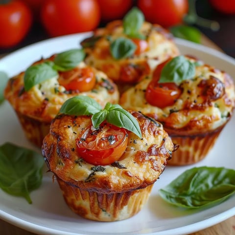 Muffins Salés Tomate, Mozzarella et Basilic