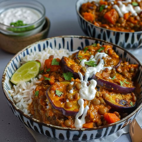 Curry Aubergines & Lentilles corails