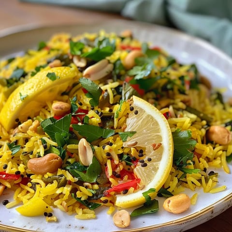 Recette indienne traditionnelle de riz au citron et au curcuma