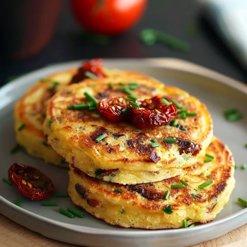 Galettes de polenta (tomates séchées, échalotte, ciboulette)