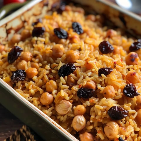 Riz au four aux pois chiches et aux raisins (Espagne)