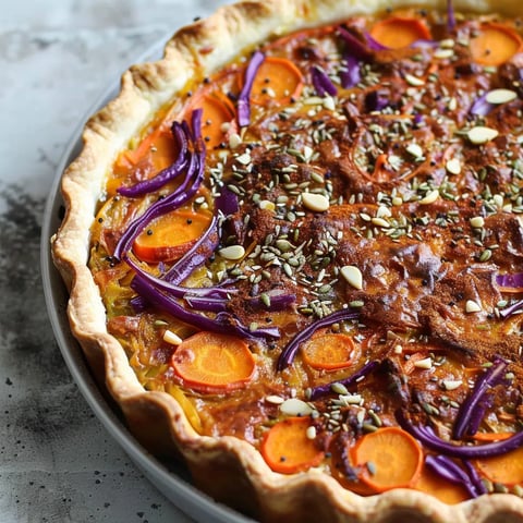 Quiche de chou-rouge et carottes au curry