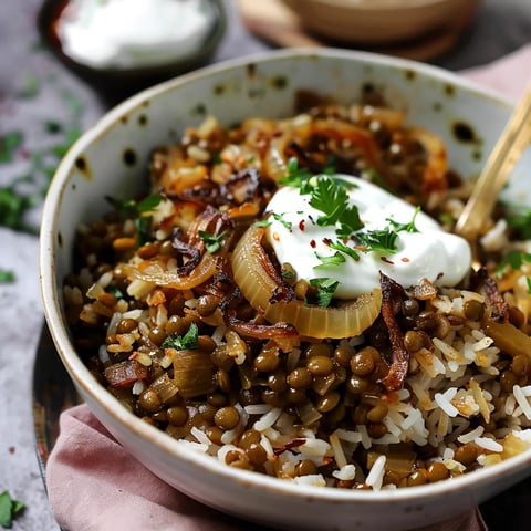 Mujadara | Lentilles et Riz Libanais