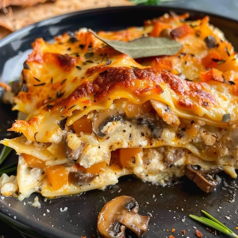 Lasagnes végétariennes à la butternut et aux champignons