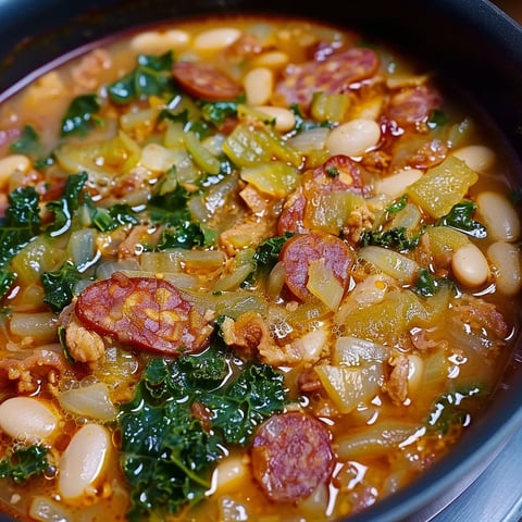 Soupe au chou frisé, aux haricots blancs et au chorizo