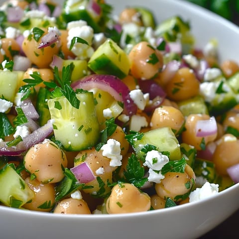 Salade de pois chiches, concombre et feta