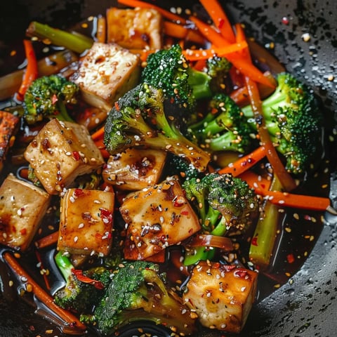 Brocoli croquant et tofu sauté à la mongole