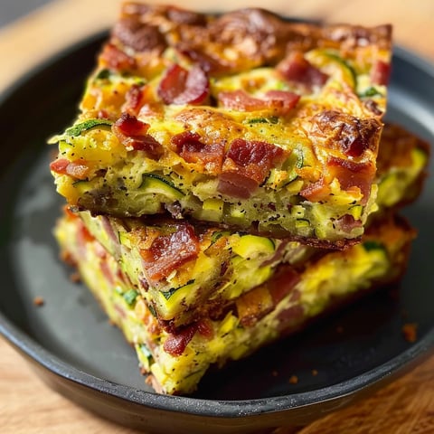 Brownie salé à la courgette et aux lardons