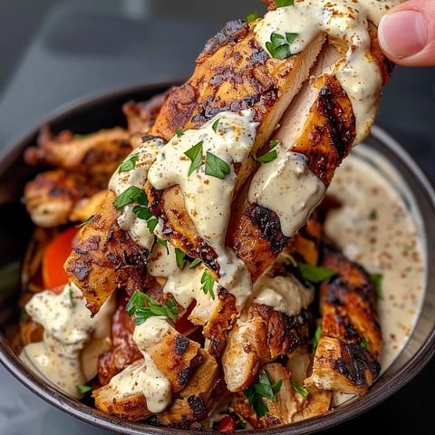 Shawarma de Poulet avec Sauce à l'Ail Crémeuse