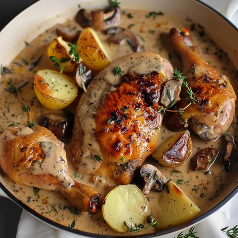 Recette gourmande de poulet rôti aux herbes et vin blanc