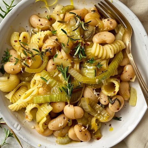 Sauce de Pâtes au Miso avec Haricots Cannellini et Poireaux