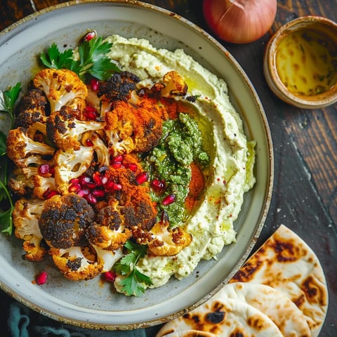 Bols de Chou-fleur à la Harissa et Houmous Vert