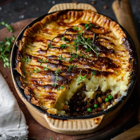 Hachis Parmentier aux Shiitakés et Lentilles avec Purée de Chou-fleur