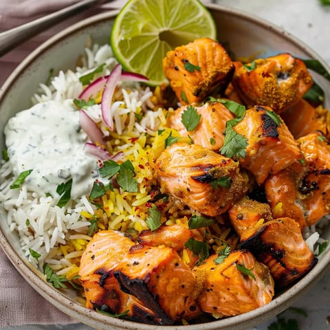 Bols de Riz au Saumon Tandoori en 20 Minutes