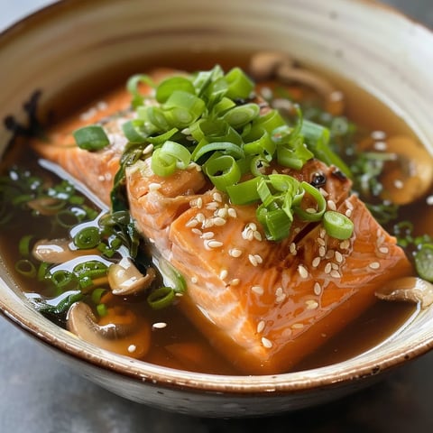 Saumon Sauvage de Colombie-Britannique Poché dans un Bouillon de Miso