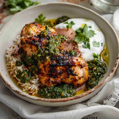 Poulet et Riz avec Chimichurri au Citron Vert et Yaourt Grec