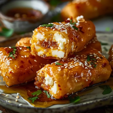 Rouleaux de Feta Frits au Four avec Miel au Piment