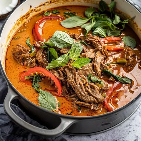 Bœuf Effiloché au Curry Rouge et Lait de Coco