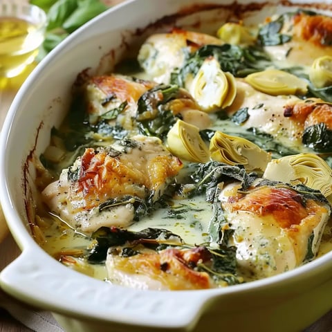 Poulet aux Épinards et Artichauts avec Fromage Cottage