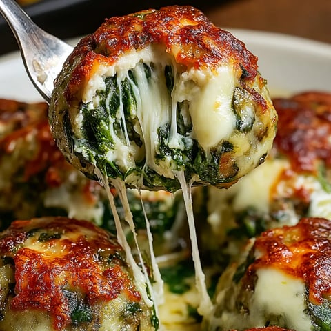 Boulettes d'Épinards et d'Ail Farcies à la Mozzarella