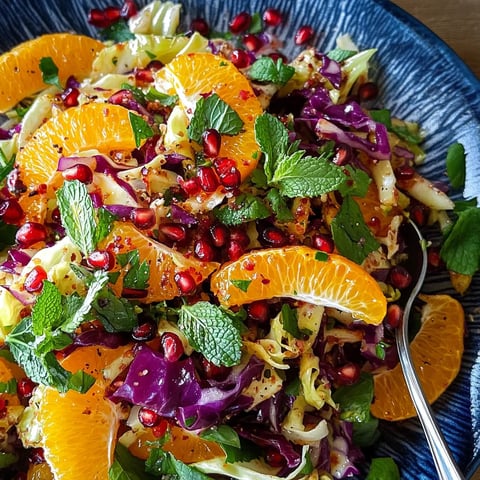 Salade Libanaise au Chou, Menthe, Oranges et Mélasse de Grenade