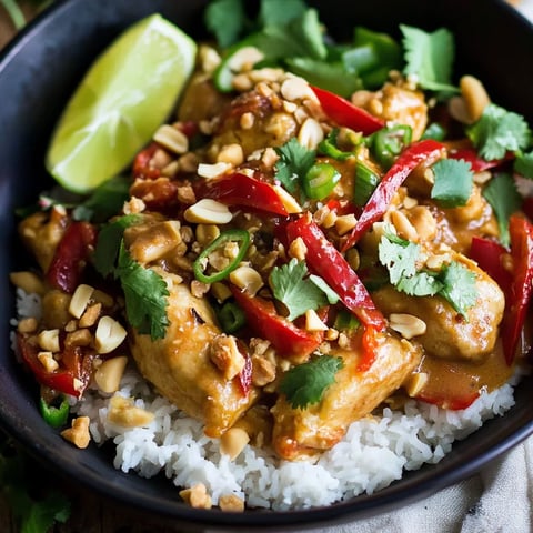 Poulet Thaï Épicé aux Cacahuètes - Un délice parfumé et relevé