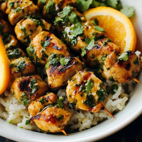 Poulet à l'orange et à la coriandre avec riz et haricots