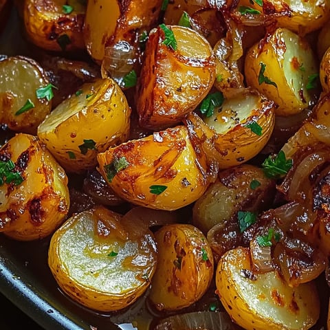 Pommes de terre et oignons frits au four