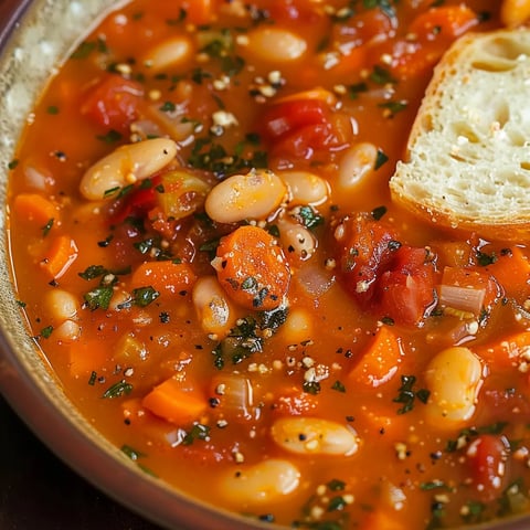 Soupe aux Haricots Blancs, Tomates et Ail - Recette Maison